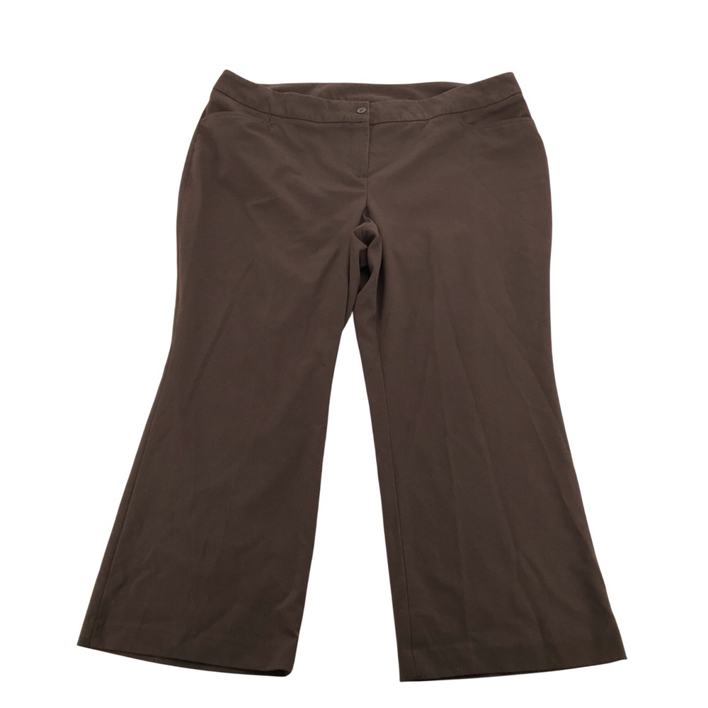 Lane Bryant Dress Pants Women 24P Brown Stretch Straight Leg Career Trousers